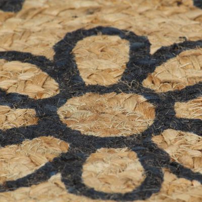 vidaXL Ručne vyrobený jutový koberec s tmavomodrou potlačou 150 cm