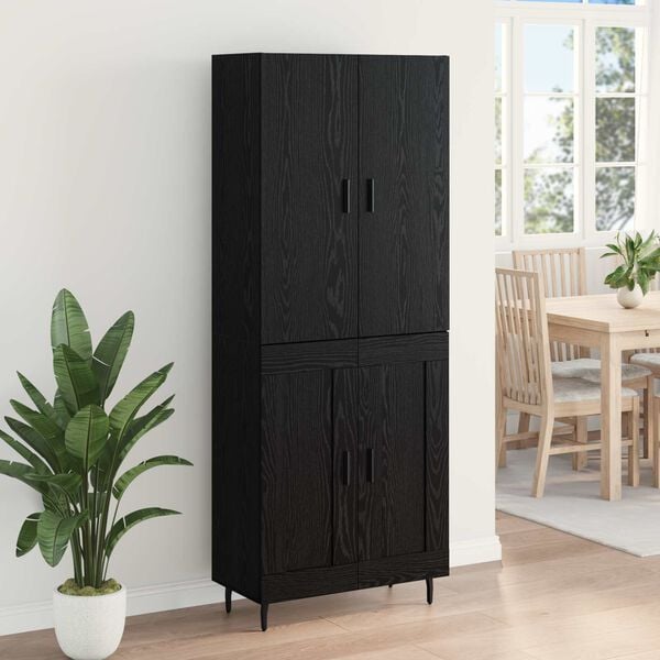 vidaXL Highboard 2 pcs Čierny dub Drevovl&aacute;knit&aacute; doska a sklo