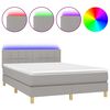 vidaXL Posteľ boxsping s matracom a LED bledosiv&aacute; 140x200 cm l&aacute;tka