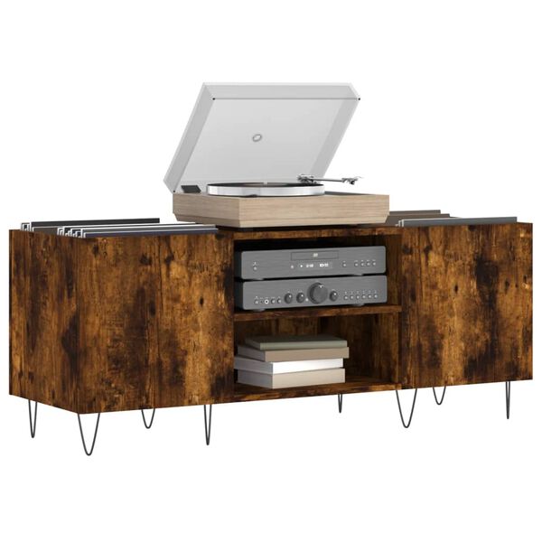 vidaXL Skrinka na platne dymový dub 121x38x48 cm kompozitné drevo