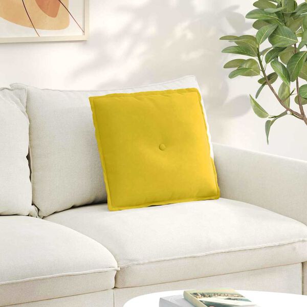 vidaXL Podu&scaron;ka na chrb&aacute;t Žlt&aacute; 50 x 45 cm Kord&uacute;rov&aacute; tkanina