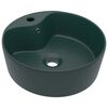 vidaXL Luxusn&eacute; um&yacute;vadlo, prepad, matn&eacute; tmavozelen&eacute; 36x13 cm, keramika