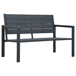 vidaXL Z&aacute;hradn&aacute; lavička 120 cm, HDPE, siv&aacute;, dreven&yacute; vzhľad