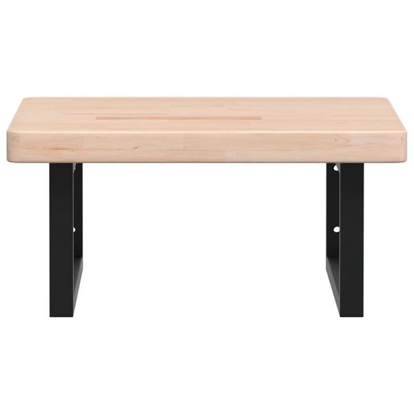 vidaXL Polica pod umývadlo, nástenná, oceľ a dubový masív