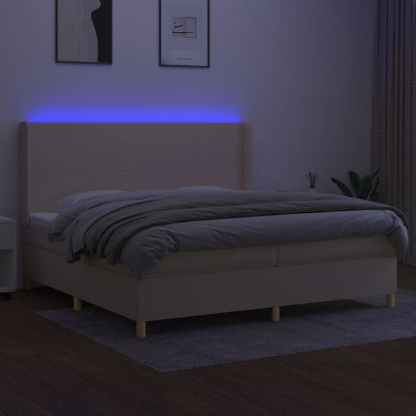 vidaXL Posteľ boxsping s matracom a LED kr&eacute;mov&aacute; 200x200 cm l&aacute;tka