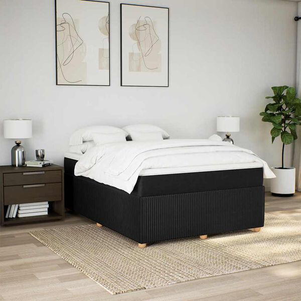 vidaXL Posteľn&yacute; r&aacute;m boxspring s matracom čierny 160x200 cm l&aacute;tka