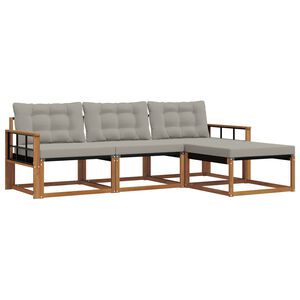 vidaXL Z&aacute;hradn&aacute; s&uacute;prava gaučov s vank&uacute;&scaron;om 4 pcs Pr&iacute;rodn&aacute; a svetlosiv&aacute;