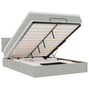 VidaXL Osmansk&aacute; posteľ s matracom a LED svetlosiv&aacute; 140x190cm zamat