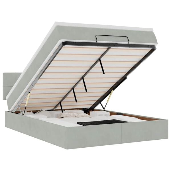 VidaXL Osmansk&aacute; posteľ s matracom a LED svetlosiv&aacute; 140x190cm zamat