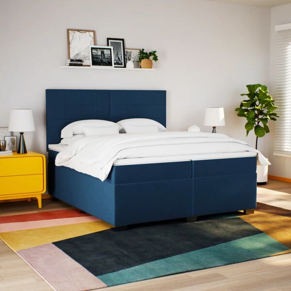vidaXL Boxspring posteľ s matracom modr&aacute; 200x200 cm l&aacute;tka