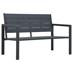 vidaXL Z&aacute;hradn&aacute; lavička 120 cm, HDPE, siv&aacute;, dreven&yacute; vzhľad