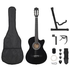 vidaXL 12-dielna folkov&aacute; klasick&aacute; gitara so 6 strunami, čierna 38"