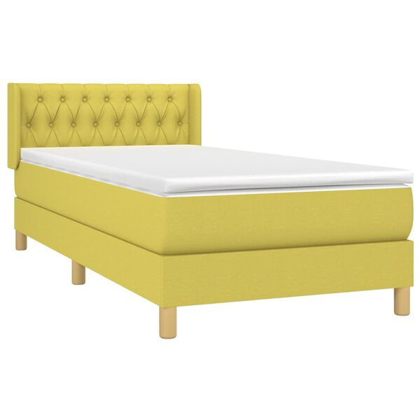 vidaXL Posteľn&yacute; r&aacute;m boxspring s matracom zelen&yacute; 90x190 cm l&aacute;tka