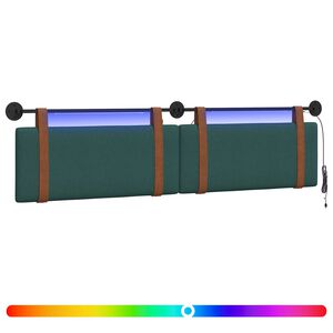vidaXL Z&aacute;vesn&eacute; čelo postele S LED svetlom Tmavozelen&aacute; Antik PU