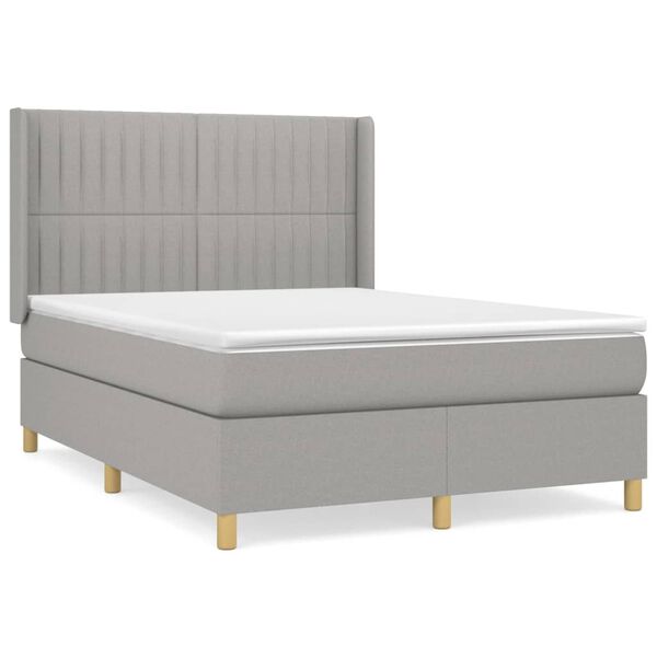 vidaXL Boxspring posteľ s matracom bledosiv&yacute; 140x190 cm l&aacute;tka