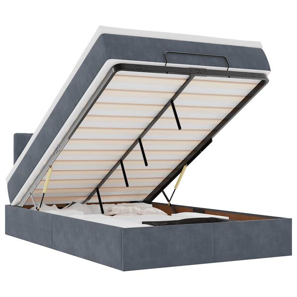 vidaXL Osmanská posteľ s matracom Tmavosivá 120x200 cm Zamat