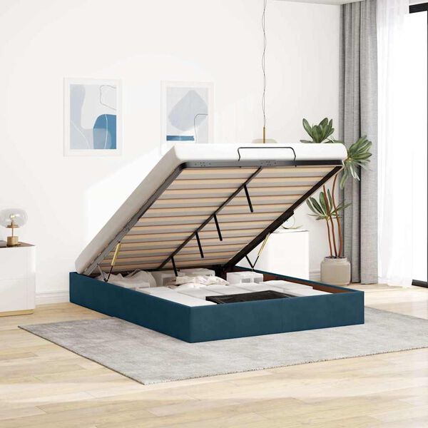 vidaXL Osmansk&yacute; r&aacute;m postele bez matraca Tmavomodr&aacute; 140x200 cm Zamat