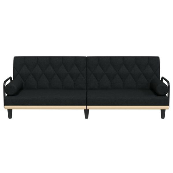 vidaXL Rozkladacia pohovka s opierkami r&uacute;k čierna l&aacute;tka