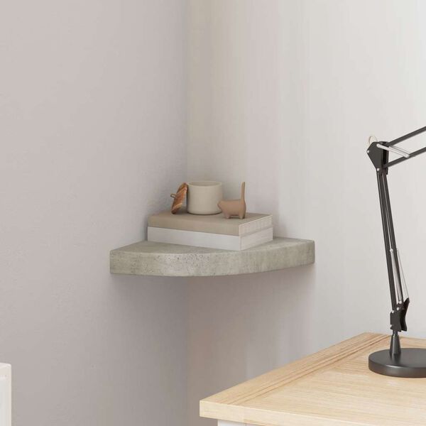 vidaXL N&aacute;stenn&aacute; rohov&aacute; polica bet&oacute;nov&aacute; siv&aacute; 25x25x3,8 cm MDF