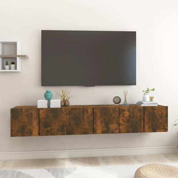 vidaXL Z&aacute;vesn&eacute; TV skrinky 3 ks dymov&yacute; dub 60x30x30 cm