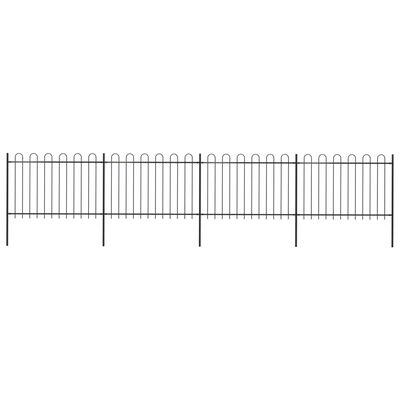 vidaXL Záhradný plot s oblúkovým zakončením, oceľ 6,8x1,2 m, čierny