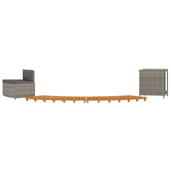 vidaXL R&aacute;m k v&iacute;rivke, siv&yacute;, polyratan a ak&aacute;ciov&yacute; mas&iacute;v