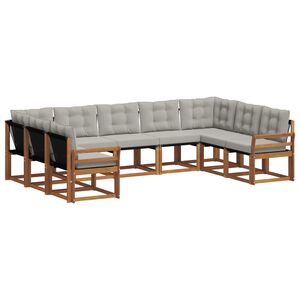 vidaXL Z&aacute;hradn&aacute; s&uacute;prava gaučov s vank&uacute;&scaron;om 9 pcs Pr&iacute;rodn&aacute; a svetlosiv&aacute;