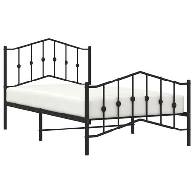 vidaXL Kovový rám postele so zadným a predným čelom čierny 100x190 cm