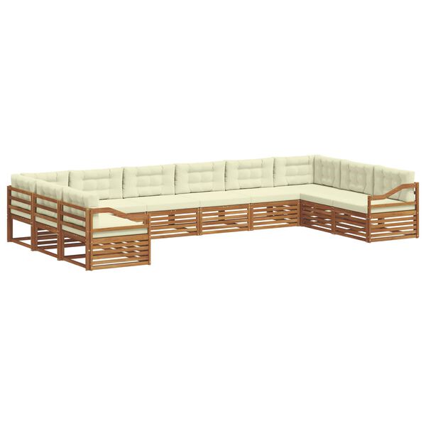 vidaXL S&uacute;pravy pohoviek 10 pcs Pr&iacute;rodn&aacute; a kr&eacute;mov&aacute; Pevn&eacute; ak&aacute;ciov&eacute; drevo