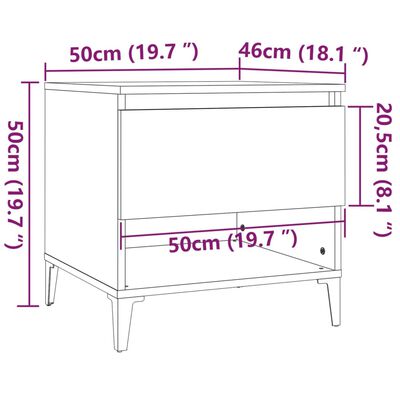 vidaXL Bočný stolík biely 50x46x50 cm spracované drevo