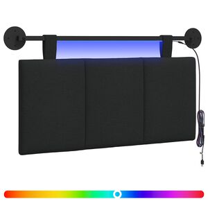 vidaXL Z&aacute;vesn&eacute; čelo postele S LED svetlom Čierna L&aacute;tka