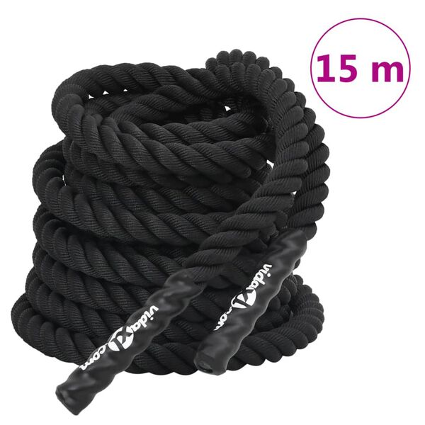 vidaXL Bojov&eacute; lano čierne 15 m 11 kg polyester