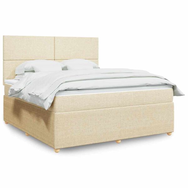 vidaXL Posteľn&yacute; r&aacute;m boxspring s matracom kr&eacute;mov&yacute; 180x200 cm l&aacute;tka
