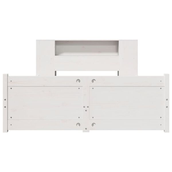 vidaXL Posteľ s knižnicou bez matraca biela 140x200cm borovicový masív