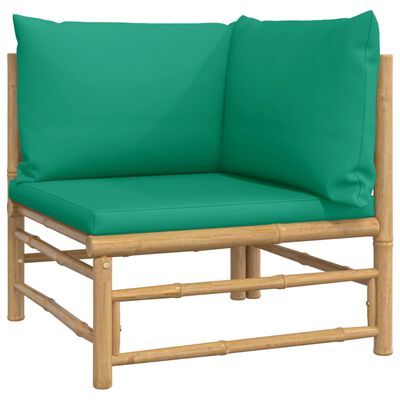 vidaXL 12-dielna záhradná sedacia súprava zelené vankúše bambus