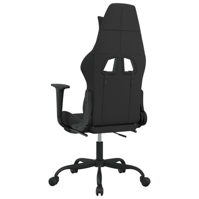 vidaXL Herná masážna stolička s podnožkou čierna a bledosivá látková