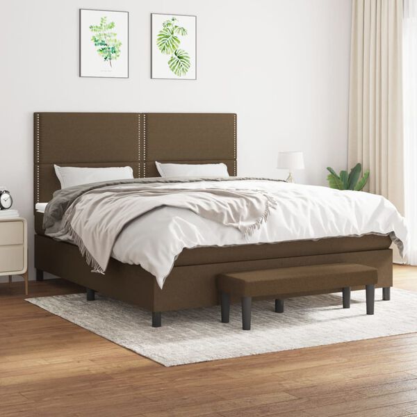 vidaXL Boxspring posteľ s matracom tmavohned&aacute; 180x200 cm l&aacute;tka