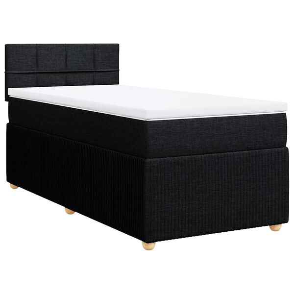 vidaXL Posteľn&yacute; r&aacute;m boxspring s matracom čierny 90x200 cm l&aacute;tka