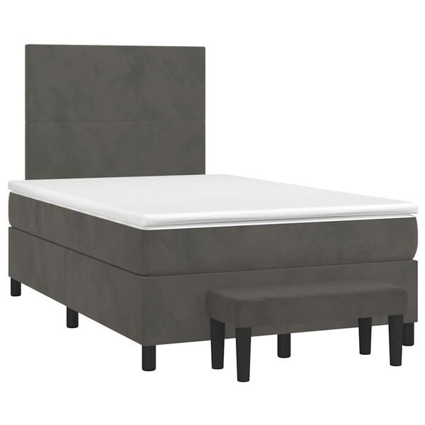 vidaXL Boxspring posteľ s matracom, tmavosiv&aacute; 120x190 cm, zamat