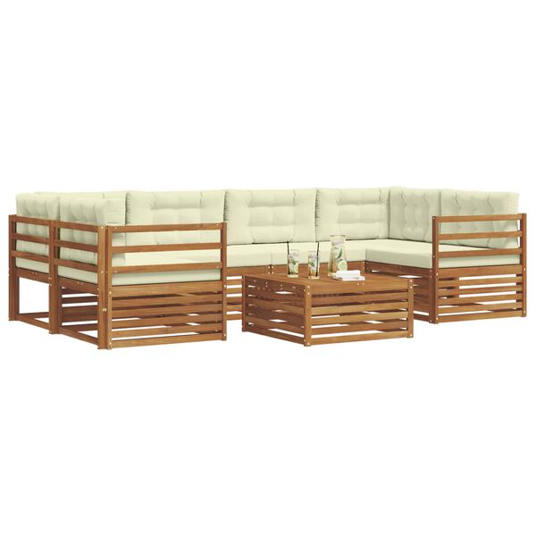 vidaXL Z&aacute;hradn&aacute; s&uacute;prava gaučov s vank&uacute;&scaron;om 7 pcs Pr&iacute;rodn&aacute; a kr&eacute;mov&aacute;