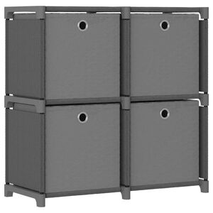 vidaXL Polica s boxmi s dizajnom 4 kociek siv&aacute; 69x30x72,5 cm l&aacute;tka