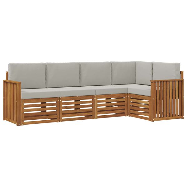 vidaXL S&uacute;pravy pohoviek s vank&uacute;&scaron;om 5 pcs Pr&iacute;rodn&aacute; a svetlosiv&aacute;