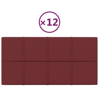 vidaXL Nástenné panely 12 ks vínovo-červené 60x30 cm látka 2,16 m²