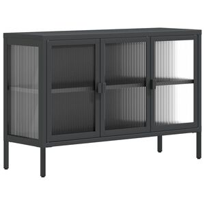 vidaXL Komoda čierna 105x35x70 cm sklo a oceľ