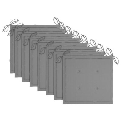 vidaXL Jedálenské stoličky 8 ks sivé podložky tíkový masív