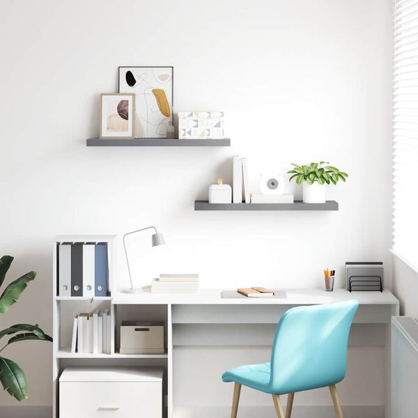 vidaXL Pl&aacute;vaj&uacute;ce n&aacute;stenn&eacute; police 2 ks, siv&eacute; 80x23,5x3,8 cm, MDF