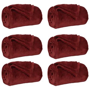 vidaXL Prikr&yacute;vky na hodenie 6 ks Bordeaux červen&aacute; 130 x 150 cm 3.04 kg