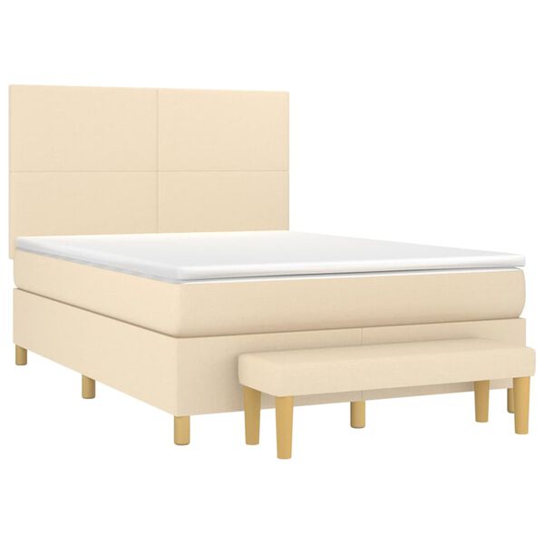 vidaXL Boxspring posteľ s matracom kr&eacute;mov&yacute; 140x190 cm l&aacute;tka