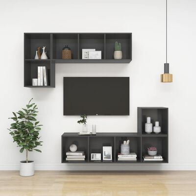 vidaXL Nástenná TV skrinka, sivá 37x37x72 cm, kompozitné drevo
