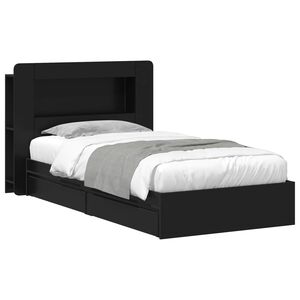 vidaXL R&aacute;m postele so skladom Čierna 75 x 190 cm Kompozitn&eacute; drevo